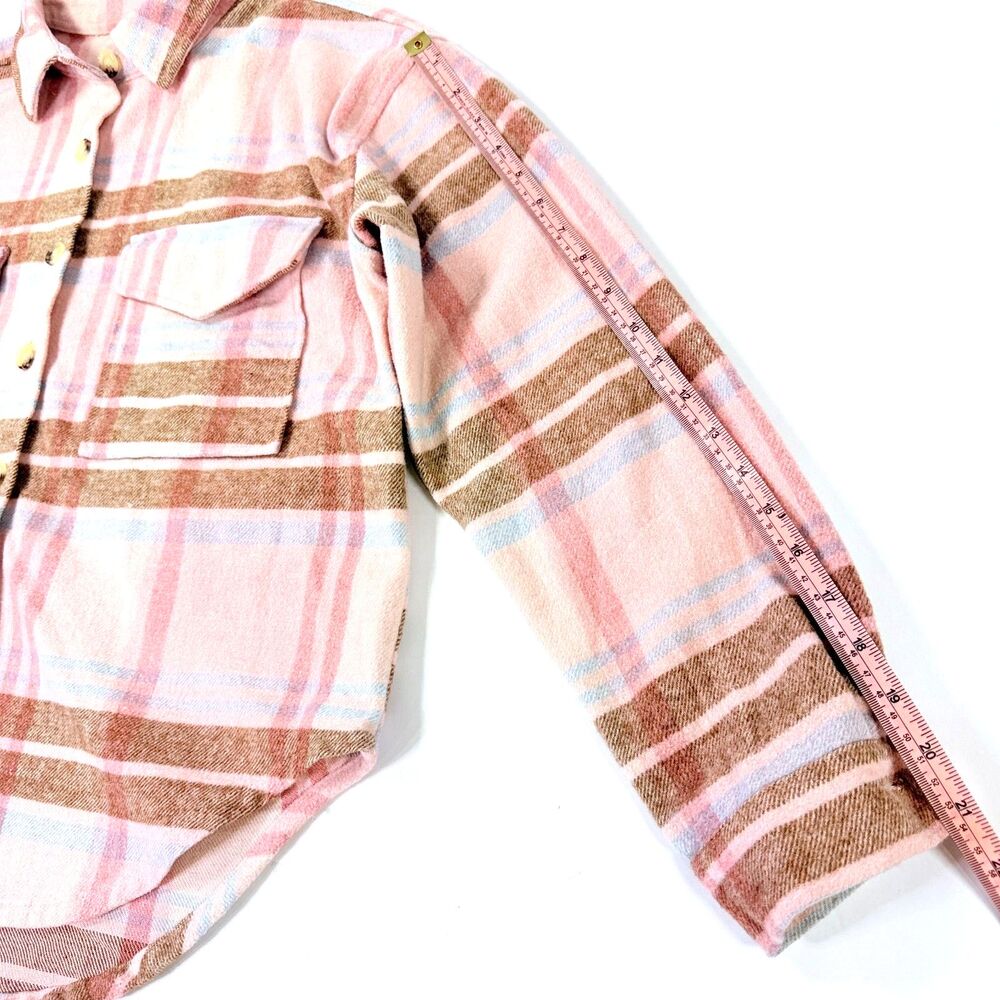 Barbiecore Shacket Pink Plaid Retro‎ Logo Oversized Flannel Barbie Small - Picture 9 of 11